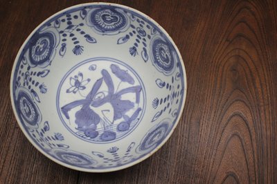 外甜白内青花一鹭莲科大碗